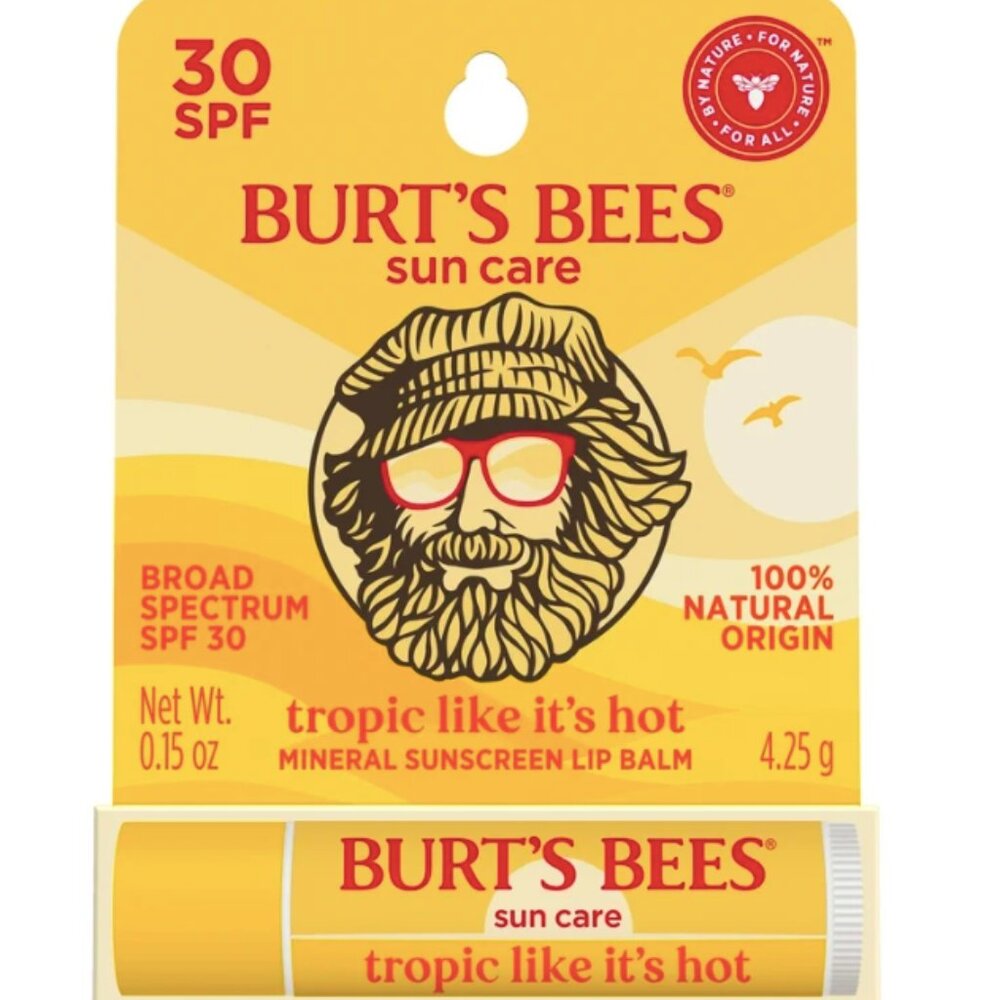 Burt’s Bees Sun Care tropic like it’s hot broad spectrum spf 30 lip balm NEW NWT